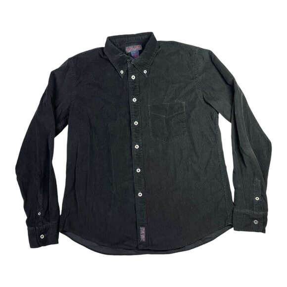 RALPH Ralph Lauren Size L Black Corduroy Button-Down Shirt - Picture 1 of 9